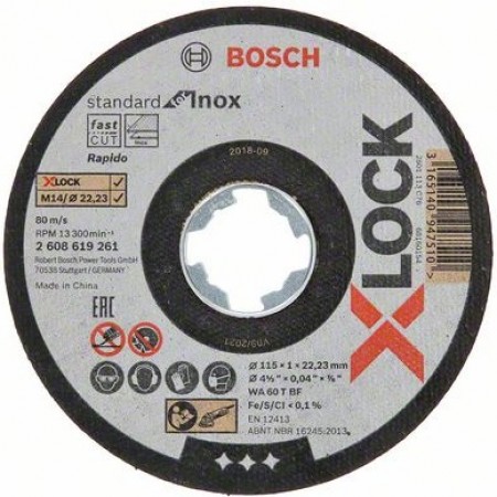 Отрезной диск (115x1x22.23 мм; прямой) по нержавейке X-LOCK Bosch 2608619261