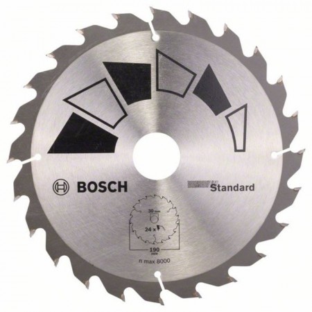 Пильный диск по дереву 190×30/20×2.2 мм T24 STANDARD Bosch 2609256820