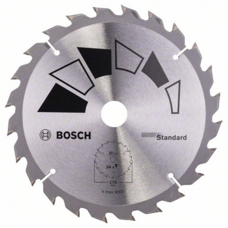 Пильный диск по дереву 170×20/16×2.2 мм T24 STANDARD Bosch 2609256812