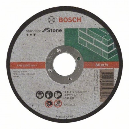 Прямой отрезной круг по камню 115×22.23×3.0 мм C 30 S BF Standard Bosch 2608603177