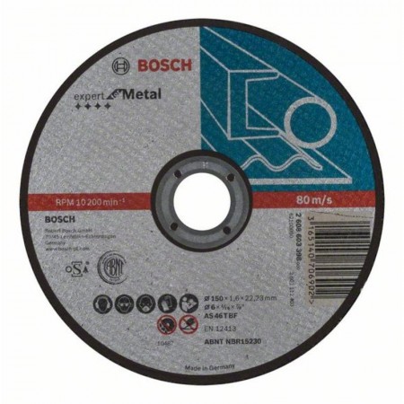 Прямой отрезной круг по металлу 150×22.23×2.5 мм AS 46 T BF Expert Bosch 2608603398