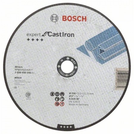 Прямой отрезной круг по чугуну 230×22.23×3.0 мм AS 24 R Expert Bosch 2608600546