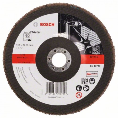 Лепестковый шлифкруг по металлу X571 Best for Metal 180×22.23 мм K60 Bosch 2608607331