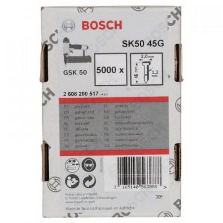 Штифты 5000 шт с потайной головкой SK50 45G; 45 мм для GSK 50 Bosch 2608200517