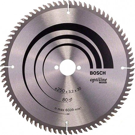 Пильный диск 250×3.2×30 мм 80Т OPTILINE Bosch 2608640660