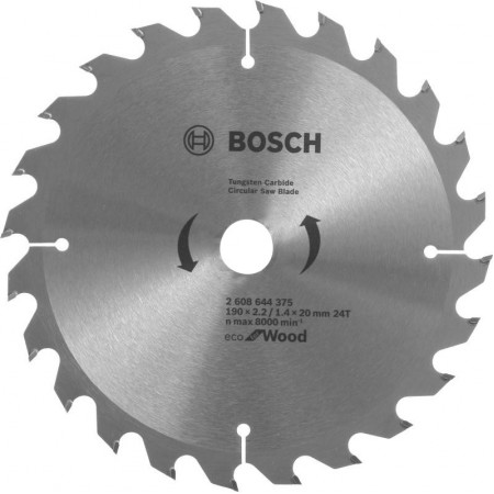 Пильный диск по дереву ECO Wood 190×20/16-24T Bosch 2608644375