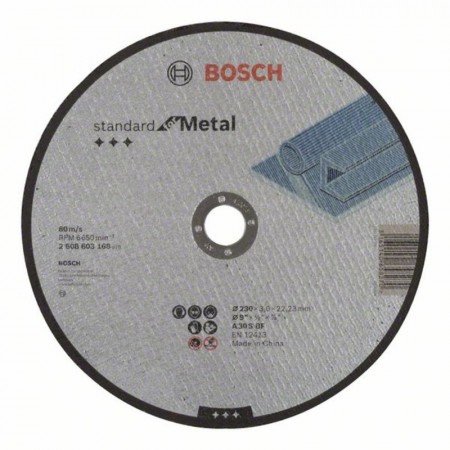 Прямой отрезной круг по металлу 230×22.23×3.0 мм A 30 S BF Standard Bosch 2608603168