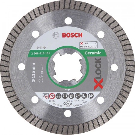 Алмазный диск по керамике 115×22.23×1.4×7 мм X-LOCK Best for Ceramic Extraclean Turbo Bosch 2608615131