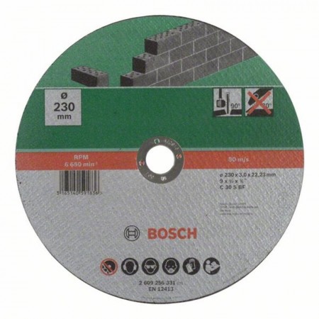 Прямой отрезной круг по камню 230×22.23×3.0 мм C30SBF Bosch 2609256331