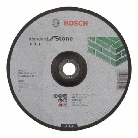 Вогнутый отрезной круг по камню 230×22.23×3.0 мм C 30 S BF Standard Bosch 2608603176