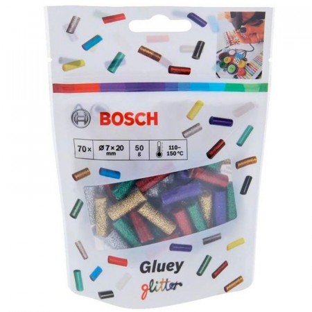 Клеевые стержни для ручки Gluey 7×20 мм 70 шт. с блестками Bosch 2608002006