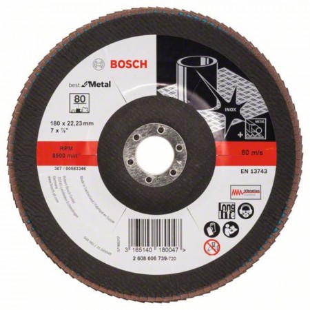 Лепестковый шлифкруг по металлу X571 Best for Metal 180×22.23 мм K80 Bosch 2608606739