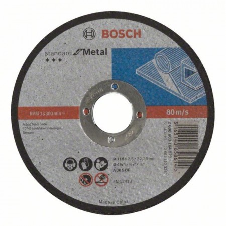 Прямой отрезной круг по металлу 115×22.23×2.5 мм A 30 S BF Standard Bosch 2608603164