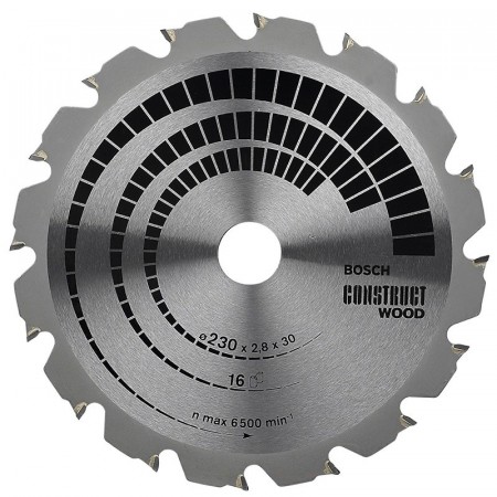 Пильный диск по дереву/бетону 230×2.8×30 мм 16Т CONSTRUCТ Bosch 2608640635