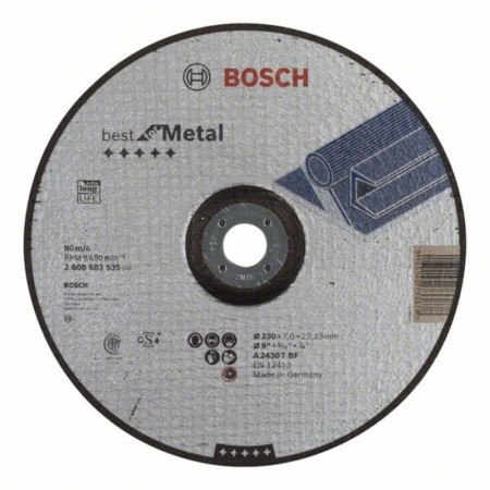 Обдирочный круг Best по металлу 230х7.0×22.23 мм вогнутый A 2430 T BF Bosch 2608603535