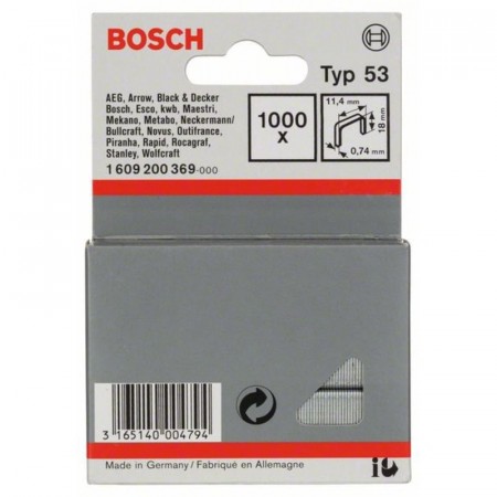 Скобы 1000 шт TИП 53; 18 мм Bosch 1609200369