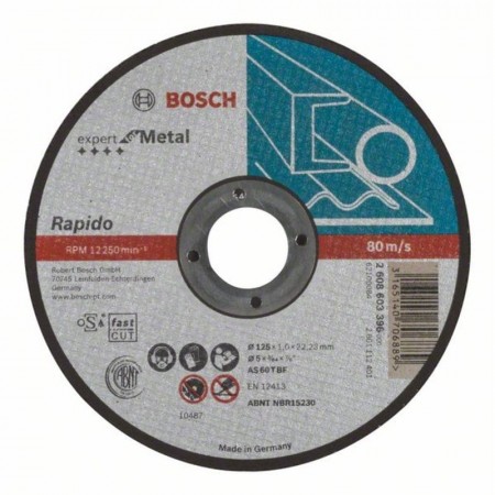 Прямой отрезной круг по металлу 125×22.23×1.0 мм AS 60 T BF (5 шт) Expert Bosch 2608603396-1