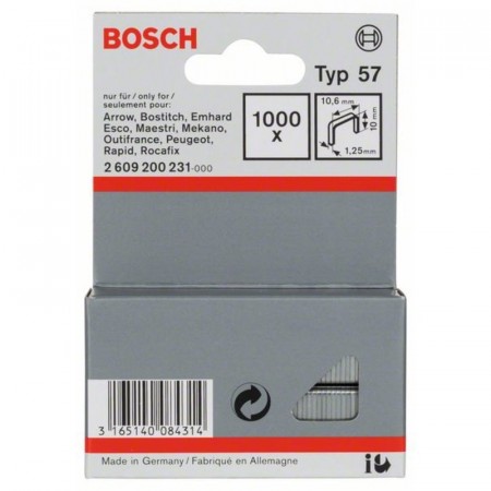 Скобы 1000 шт TИП 57; 10 мм Bosch 2609200231