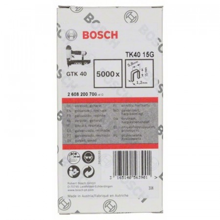 Скобы 5000 шт; TK40 15G; 15 мм для GTK 40 Bosch 2608200700