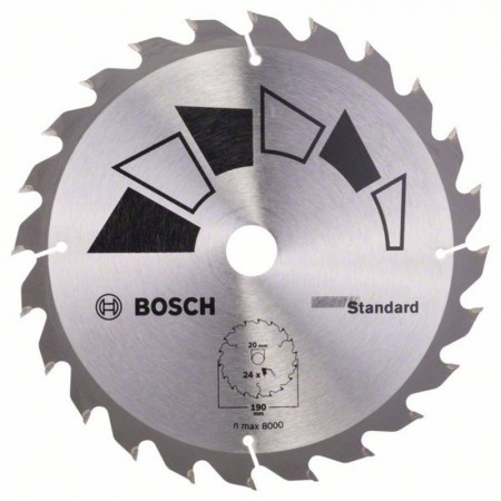 Пильный диск по дереву 190×20/16×2.2 мм T24 STANDARD Bosch 2609256818