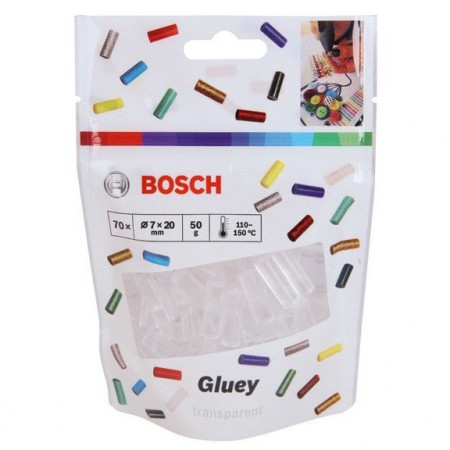 Клеевые стержни для ручки Gluey 7×20 мм 70 шт. прозрачные Bosch 2608002004