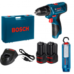 Набор: шуруповерт Bosch GSR 120-LI и фонарь GLI 12V-300 LI 0.601.9F7.005