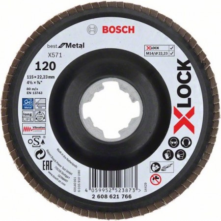 Шлифкруг лепестковый (115 мм; G120; Угловой) по металлу X-LOCK X571 Best for Metal Bosch 2608621766