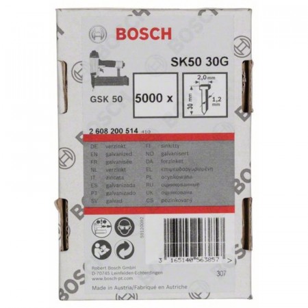 Штифты 5000 шт с потайной головкой SK50 30G; 30 мм для GSK 50 Bosch 2608200514
