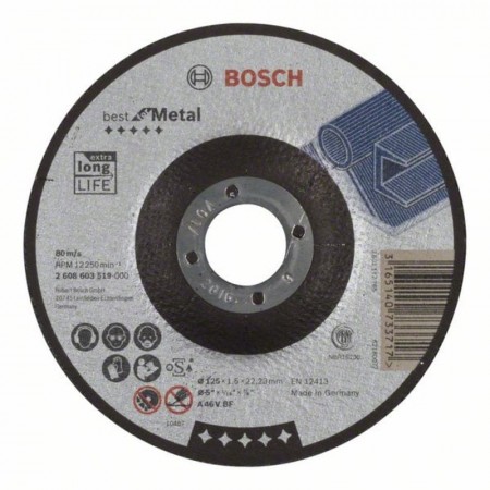 Вогнутый отрезной круг по металлу 125×22.23×1.5 мм A 46 V BF Best Bosch 2608603519
