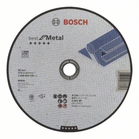 Прямой отрезной круг по металлу 230×22.23×2.5 мм A 30 V BF Best Bosch 2608603530